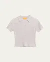 Guest In Residence Cashmere Short-sleeve Shrunken Polo Sweater In Neutral