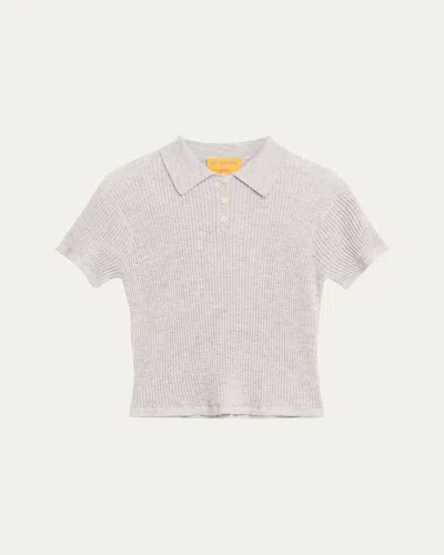 Guest In Residence Cashmere Short-sleeve Shrunken Polo Sweater