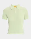 Guest In Residence Ribbed Cashmere Polo Sweater In Light/pastel Green