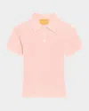 Guest In Residence Cashmere Short-sleeve Shrunken Polo Sweater In Light/pastel Pink