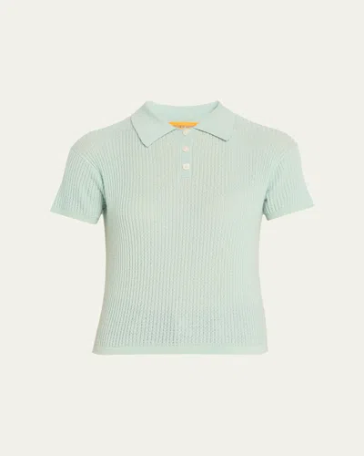 Guest In Residence Cashmere Short-sleeve Shrunken Polo Sweater In Green