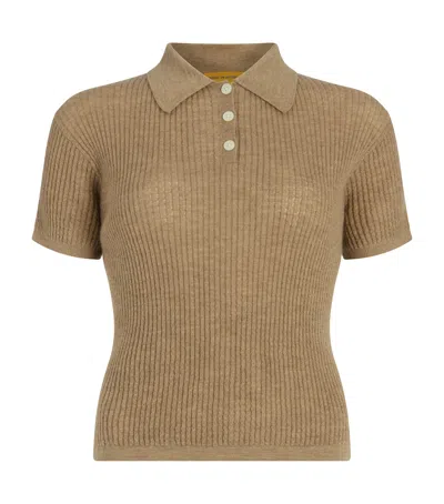 Guest In Residence Cashmere Shrunken Polo Shirt In Brown