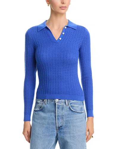 Guest In Residence Cashmere Shrunken Waffle Polo In Blue