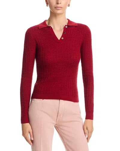 Guest In Residence Cashmere Shrunken Waffle Polo In Red