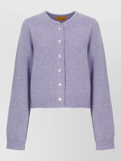 Guest In Residence Cashmere Silk Blend Ribbed Trim Cardigan In Purple