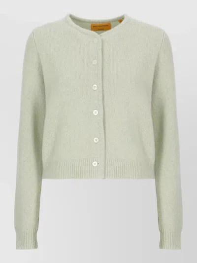 Guest In Residence Cashmere Silk Cardigan Round Neck In Green