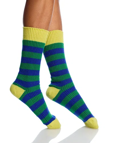 Guest In Residence Cashmere Soft Socks In Cobalt/rainforest/lemon
