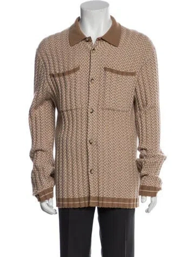 Pre-owned Guest In Residence Cashmere Striped Cardigan In Neutral