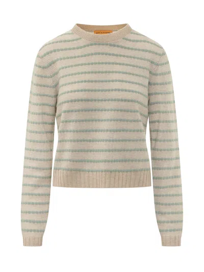 Guest In Residence Cashmere Striped Crewneck Sweater In Sandstone Combo