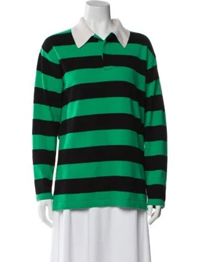 Pre-owned Guest In Residence Cashmere Striped Polo In Green