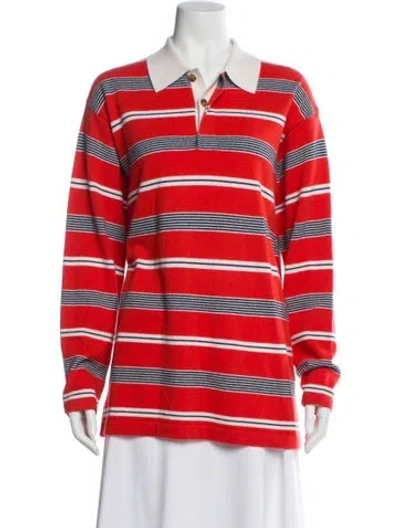 Pre-owned Guest In Residence Cashmere Striped Polo In Orange