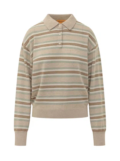 Guest In Residence Cashmere Striped Polo In Sandstone Combo