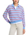 Guest In Residence Womens French Blue Combo Collegiate Striped Cashmere-knit Polo Shirt Xs In French Blue Combo