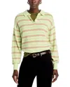Guest In Residence Cashmere Striped Polo Shirt In Mint Brown Cream