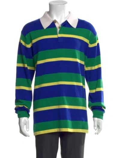 Pre-owned Guest In Residence Cashmere Striped Polo Sweater In Green