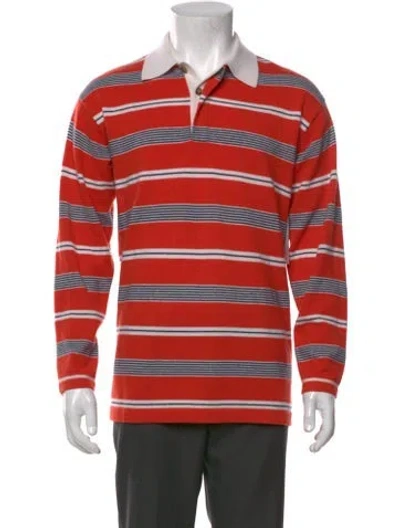 Pre-owned Guest In Residence Cashmere Striped Polo Sweater W/ Tags In Orange