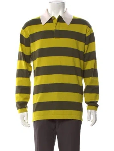 Pre-owned Guest In Residence Cashmere Striped Polo Sweater In Yellow