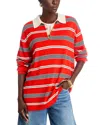 Guest In Residence Cashmere Striped Rugby Shirt In Cream Red