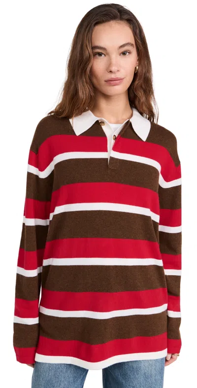 Guest In Residence Cashmere Long-sleeve Striped Rugby Top In Multicolour