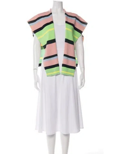 Pre-owned Guest In Residence Cashmere Striped Shawl In Green