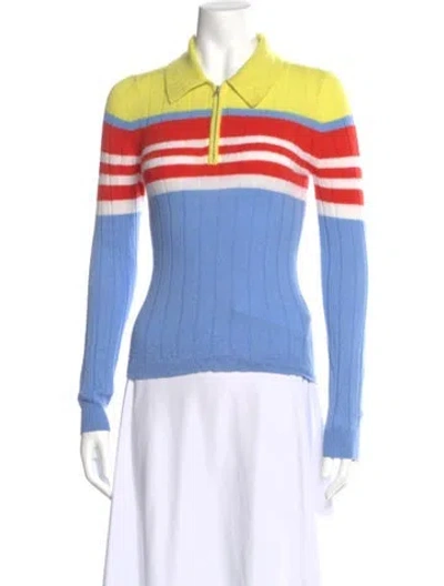 Pre-owned Guest In Residence Cashmere Striped Sweater In Blue