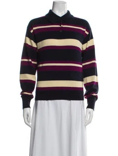 Pre-owned Guest In Residence Cashmere Striped Sweater In Blue