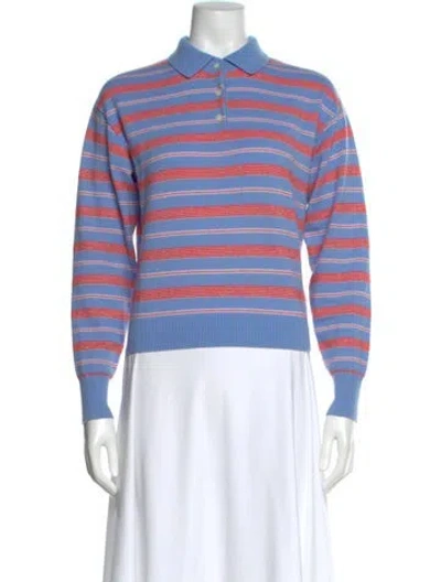 Pre-owned Guest In Residence Cashmere Striped Sweater In Blue