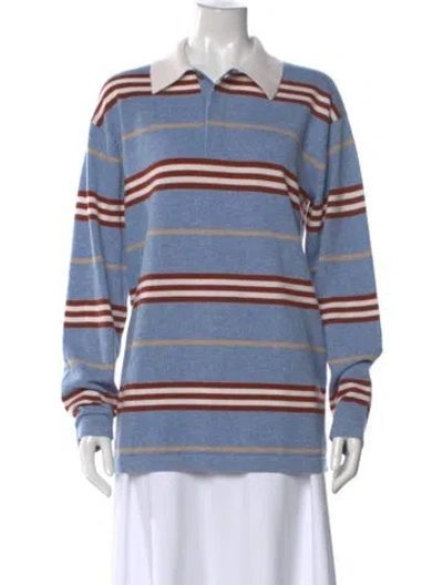 Pre-owned Guest In Residence Cashmere Striped Sweater In Blue