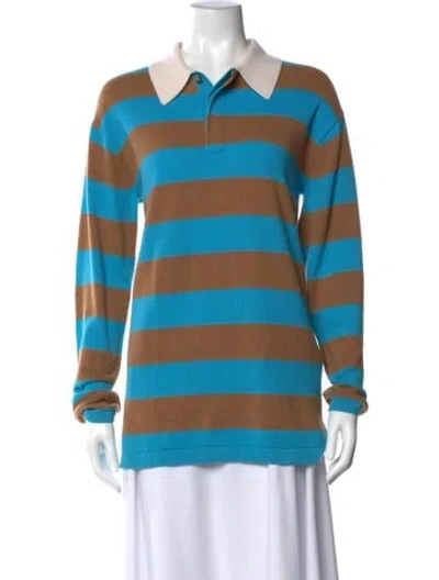 Pre-owned Guest In Residence Cashmere Striped Sweater In Blue
