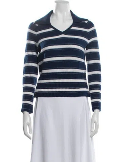 Pre-owned Guest In Residence Cashmere Striped Sweater In Blue
