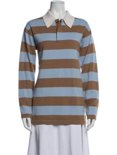 Pre-owned Guest In Residence Cashmere Striped Sweater In Blue