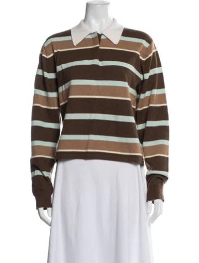 Pre-owned Guest In Residence Cashmere Striped Sweater In Brown
