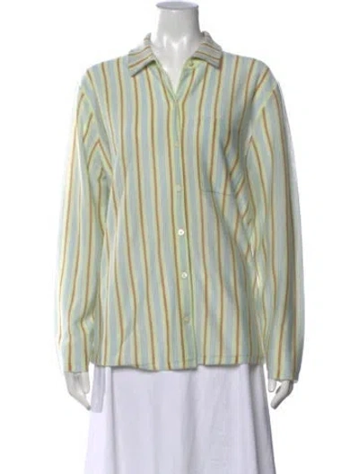 Pre-owned Guest In Residence Cashmere Striped Sweater In Green