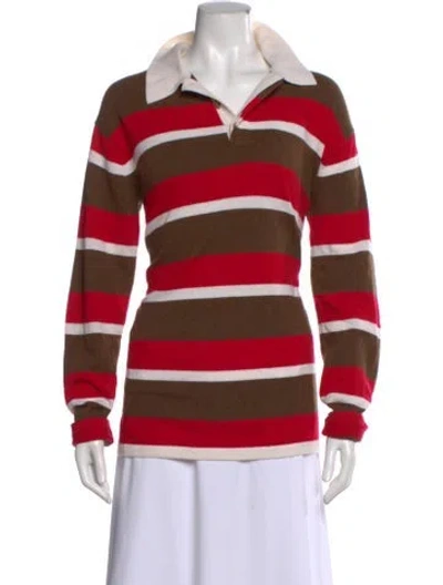 Pre-owned Guest In Residence Cashmere Striped Sweater In Red