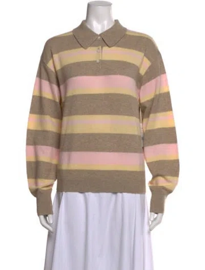 Pre-owned Guest In Residence Cashmere Striped Sweater W/ Tags In Neutrals