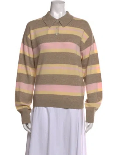 Pre-owned Guest In Residence Cashmere Striped Sweater W/ Tags In Neutrals