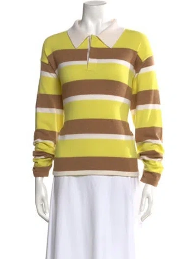 Pre-owned Guest In Residence Cashmere Striped Sweater In Yellow