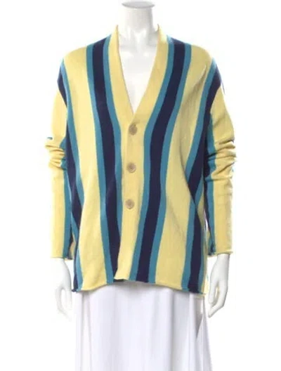 Pre-owned Guest In Residence Cashmere Striped Sweater In Yellow
