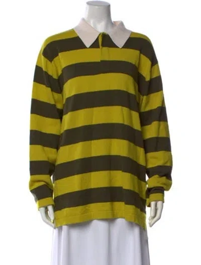 Pre-owned Guest In Residence Cashmere Striped Sweater In Yellow