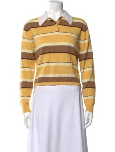 Pre-owned Guest In Residence Cashmere Striped Sweater In Yellow