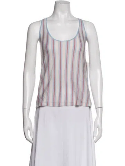 Pre-owned Guest In Residence Cashmere Striped Top In White