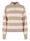 Guest In Residence Collegiate Stripe Polo With Cashmere Composition In Neutral