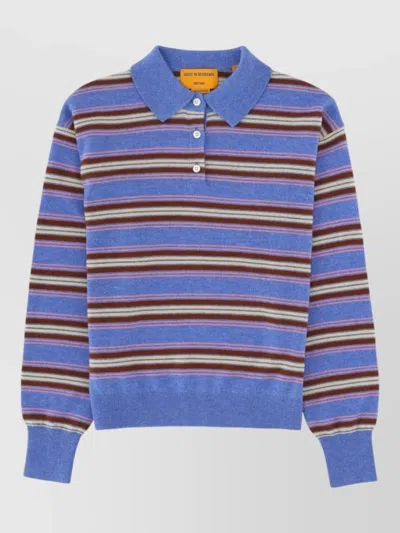 Guest In Residence Collegiate Stripe Knit Polo Shirt In Multi