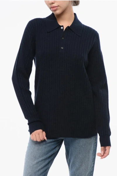 Guest In Residence Cashmere Theo Waffle Sweater With Polo Neck