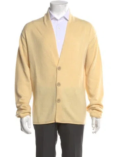 Pre-owned Guest In Residence Cashmere V-neck Cardigan In Yellow