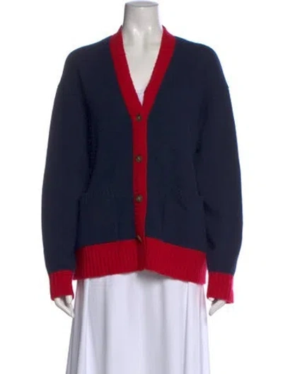Pre-owned Guest In Residence Cashmere V-neck Sweater In Blue