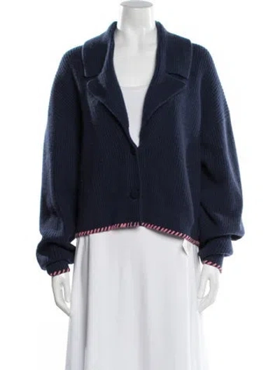 Pre-owned Guest In Residence Cashmere V-neck Sweater In Blue