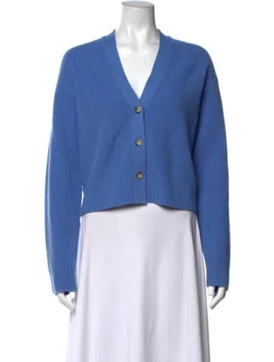 Pre-owned Guest In Residence Cashmere V-neck Sweater In Blue