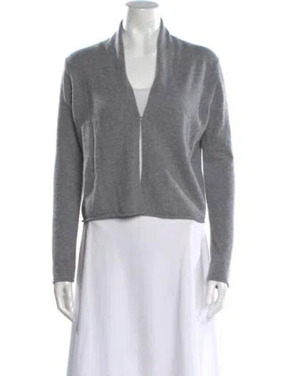 Pre-owned Guest In Residence Cashmere V-neck Sweater In Gray
