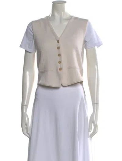 Pre-owned Guest In Residence Cashmere V-neck Sweater In Neutral